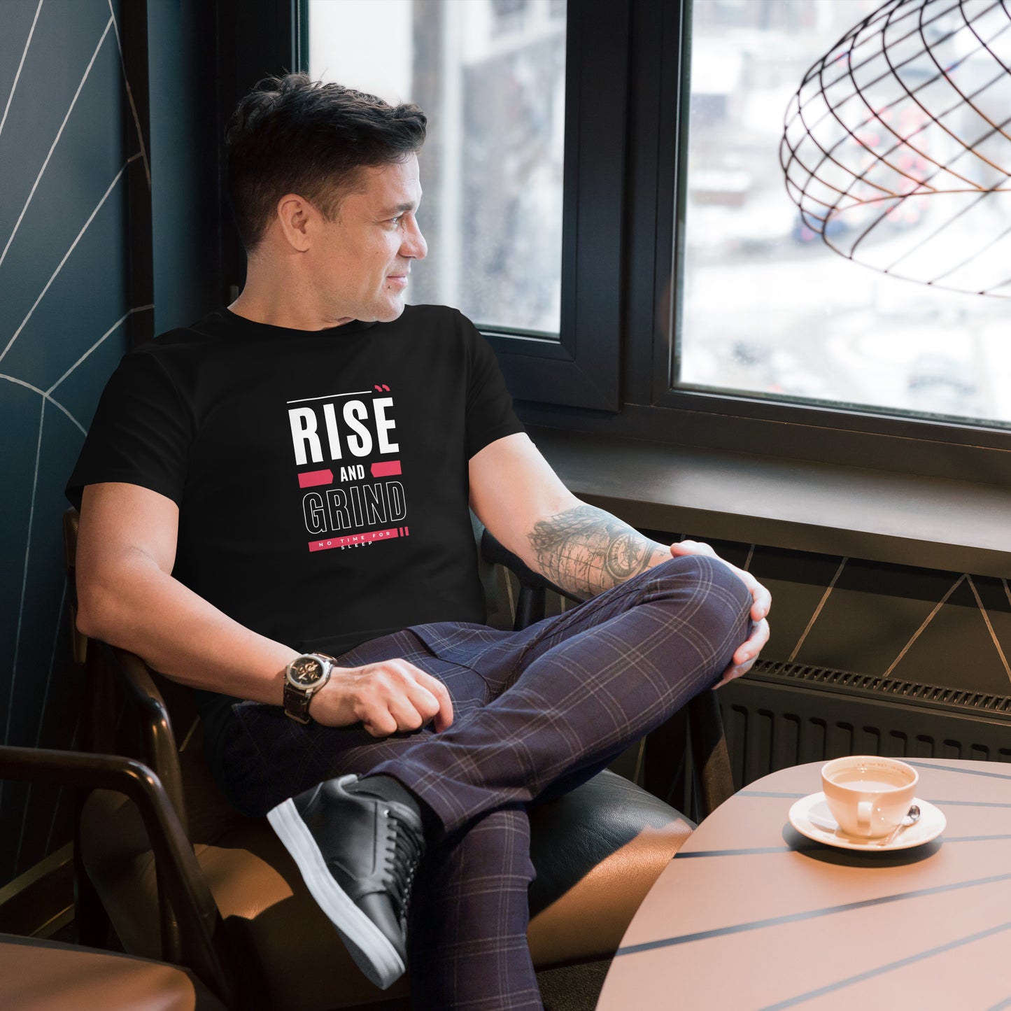 Rise and Grind Men's premium cotton t-shirt